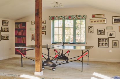 The games room at Hockham Pool House, Norfolk Coast