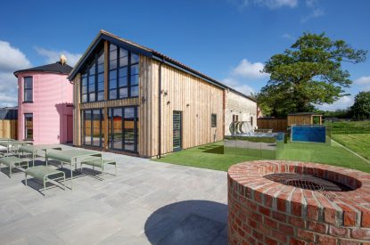 The outdoor space at Penelope's Tower, Wiltshire