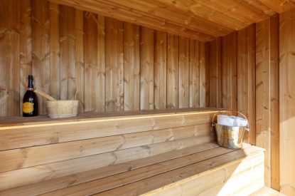 The sauna at Penelope's Tower, Wiltshire