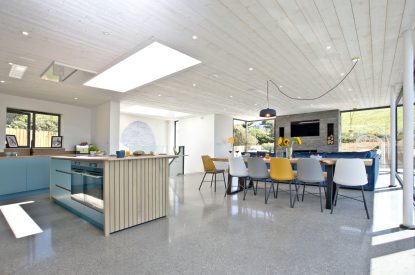 The open plan living area at Seascape House, Cornwall
