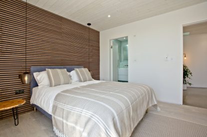 Super king-size bedroom at Seascape House, Cornwall