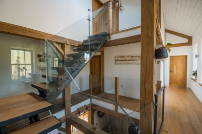 The staircase at Wisteria Farmhouse, Cornwall