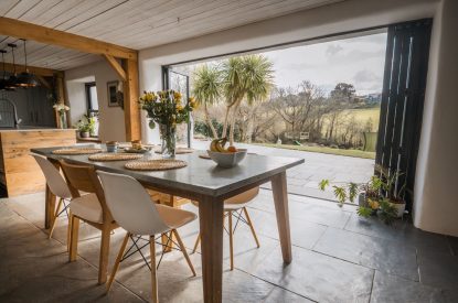 The dining space at Wisteria Farmhouse, Cornwall