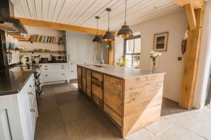 The kitchen at Wisteria Farmhouse, Cornwall