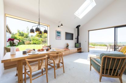 The dining space at Woodlark, Devon