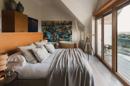 A king size bedroom at Ocean View, Cornwall