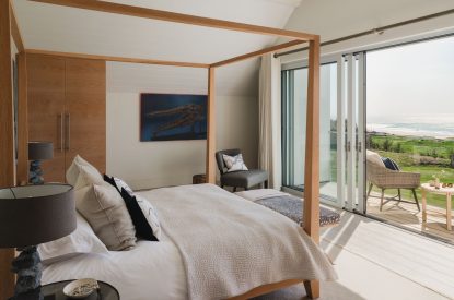 A king size bedroom at Ocean View, Cornwall