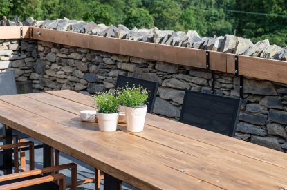 The outdoor dining table at Swn y Nant, Wrexham