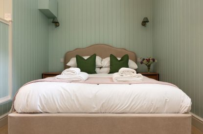 The king size bedroom at Sandford Snug, Norfolk Coast