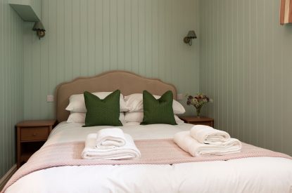 The king size bedroom at Sandford Snug, Norfolk Coast