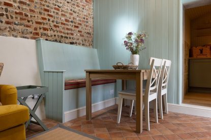 The dining area at Sandford Snug, Norfolk Coast