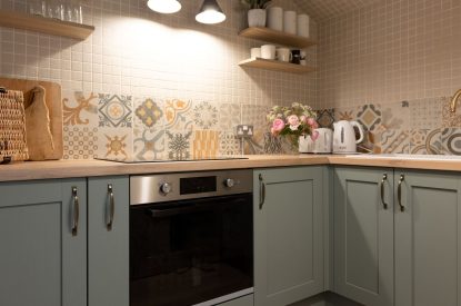 The kitchen at Sandford Snug, Norfolk Coast