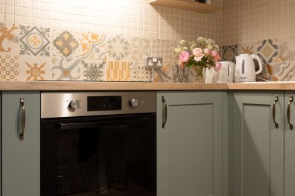 The kitchen at Sandford Snug, Norfolk Coast