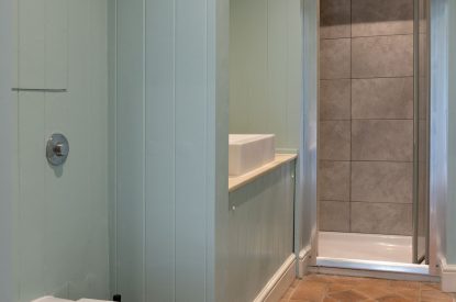 The shower room at Sandford Snug, Norfolk Coast