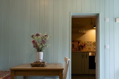 The dining area at Sandford Snug, Norfolk Coast