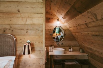 View to the bathroom at Parsley Pyggy, Hampshire