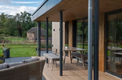The outdoor space at Kingfisher Forge, Shropshire