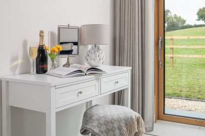 A king sized bedroom at Kingfisher Forge, Shropshire