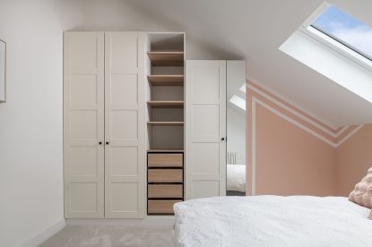 A king sized bedroom at Kingfisher Forge, Shropshire