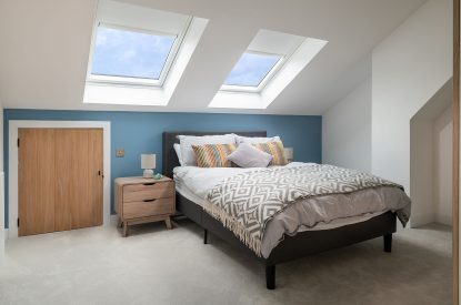A king sized bedroom at Kingfisher Forge, Shropshire