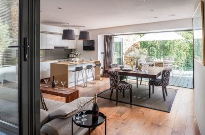 Open plan living space at The Old Post Office, Cotswolds
