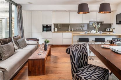 The open plan living space at The Old Post Office, Cotswolds