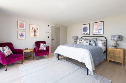A double bedroom at Tamarind Tide, Cornwall