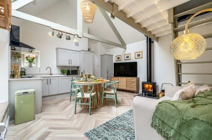 The open plan living space at The Enchanted Cottage, Cornwall