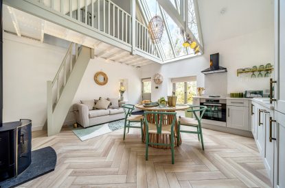 The open plan living space at The Enchanted Cottage, Cornwall