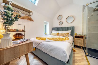 The king sized bedroom at The Enchanted Cottage, Cornwall