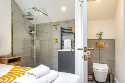 The shower area at The Enchanted Cottage, Cornwall