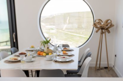 The dining kitchen at Aurora Skies, Cornwall