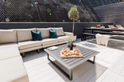 Luxury outdoor seating area at Aurora Skies, Cornwall