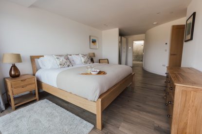 A super king sized bedroom at Aurora Skies, Cornwall