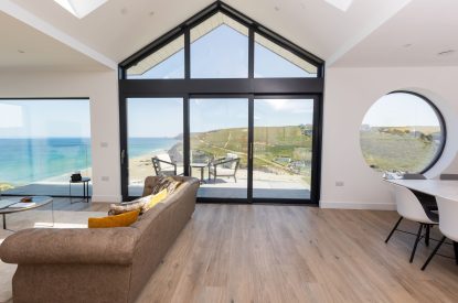 Open plan living space at Aurora Skies, Cornwall