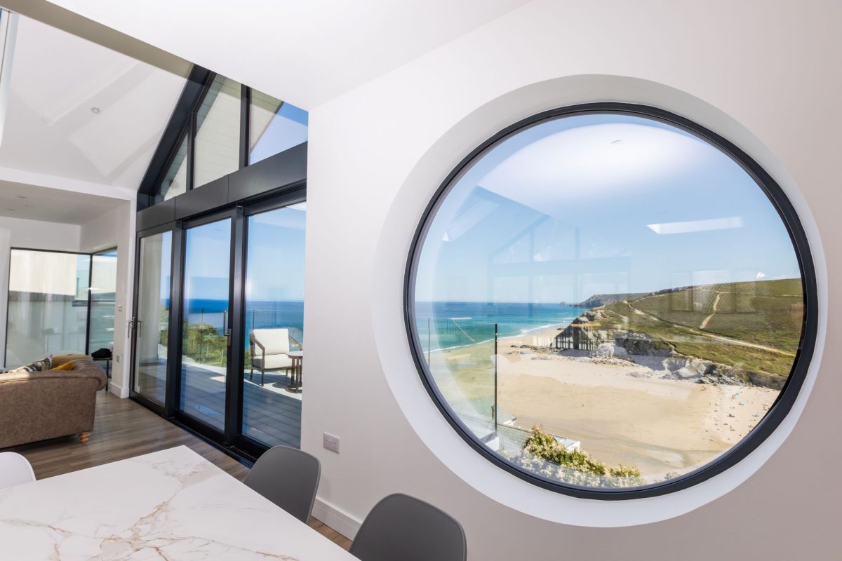 Views to the beach at Aurora Skies, Cornwall