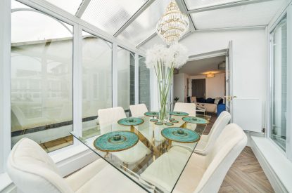 The dining space at Azure Escape, Cornwall