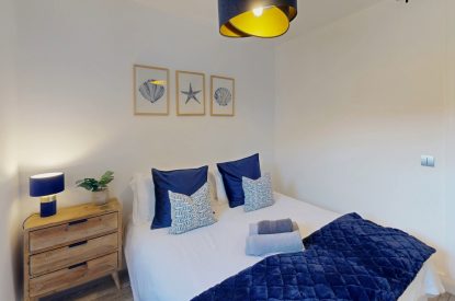 A king size bedroom at The Tide House, Cornwall