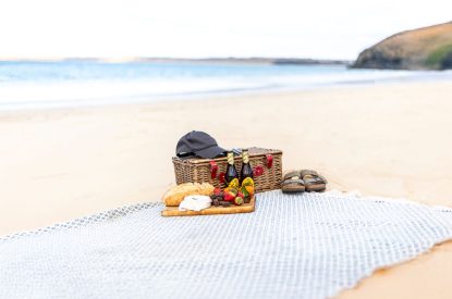 Picinc hamper at the beach near Tranquil Shores, Cornwall