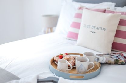 A double bedroom at Wavecrest, Cornwall