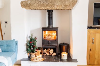 The wood burner at Wavecrest, Cornwall
