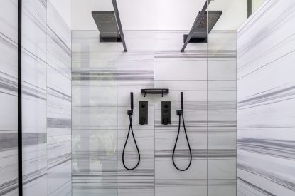 Double rainfall shower at The Bridge House, Hampshire