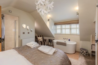 A king sized bedroom at Esk View, Whitby