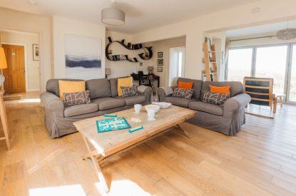 The living room at Sunset Sands, Cornwall