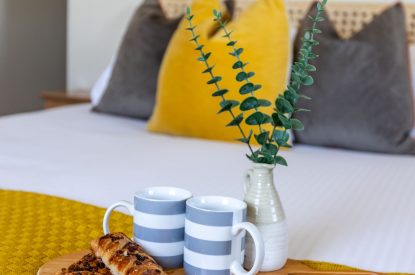 A king size bedroom at Sunset Sands, Cornwall