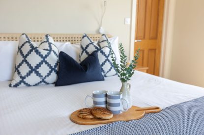 A king size bedroom at Sunset Sands, Cornwall
