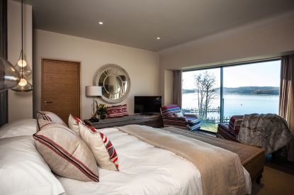 A king sized bedroom at Lake View Lodge, Lake District