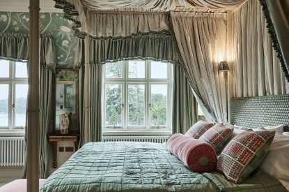 A four poster bed at Ty Culfor, Anglesey