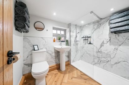 A bathroom at Forge Cottage, Staffordshire