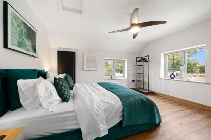A king-size bedroom at Forge Cottage, Staffordshire